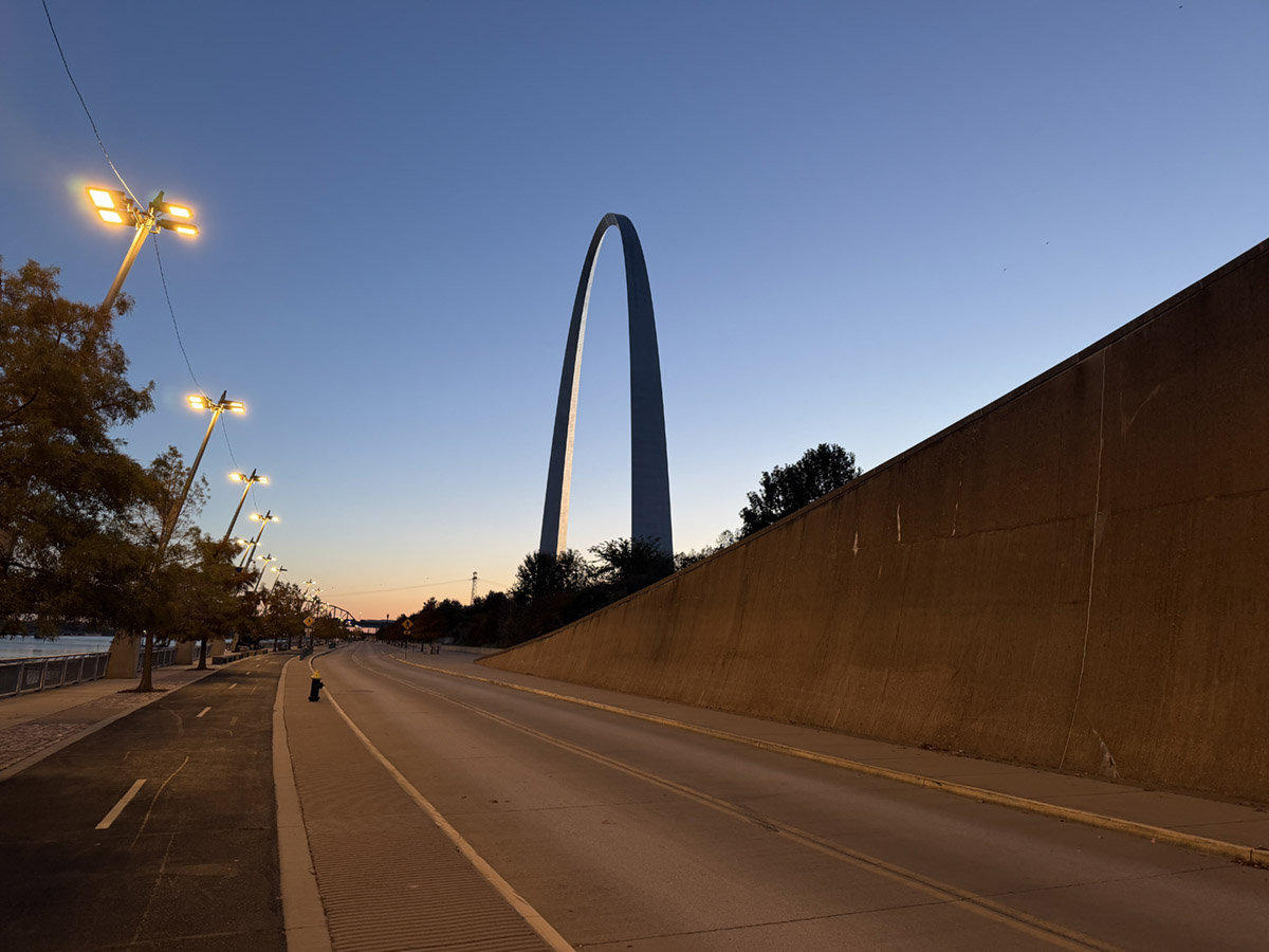 Riverfront Trail St. Louis St. Louis Riverfront Trail with the arch in the background.