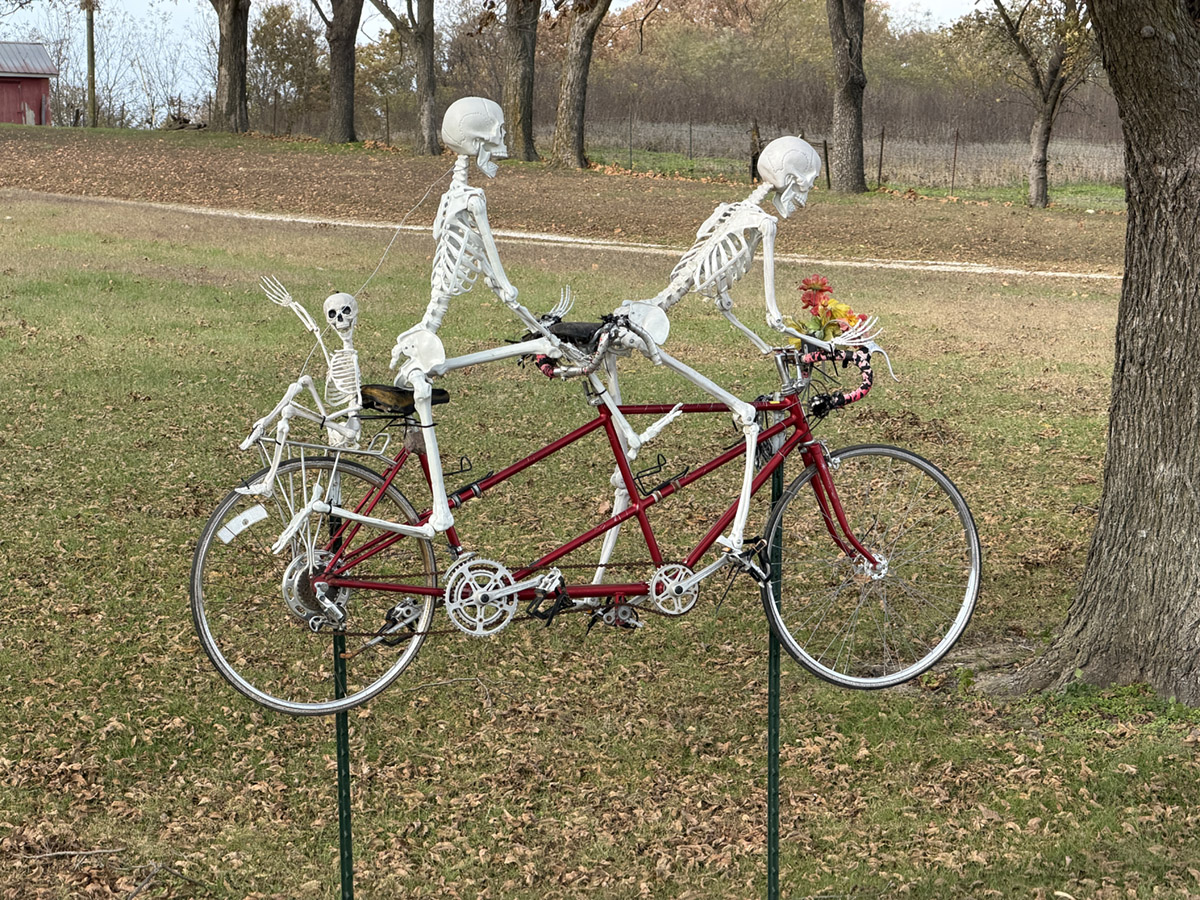 Bicycling skeletons Skeletons on bikes along the Katy Trail